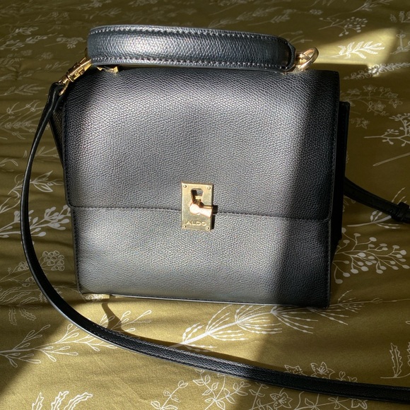 Aldo Black Satchel with Gold Accents - Picture 2 of 8